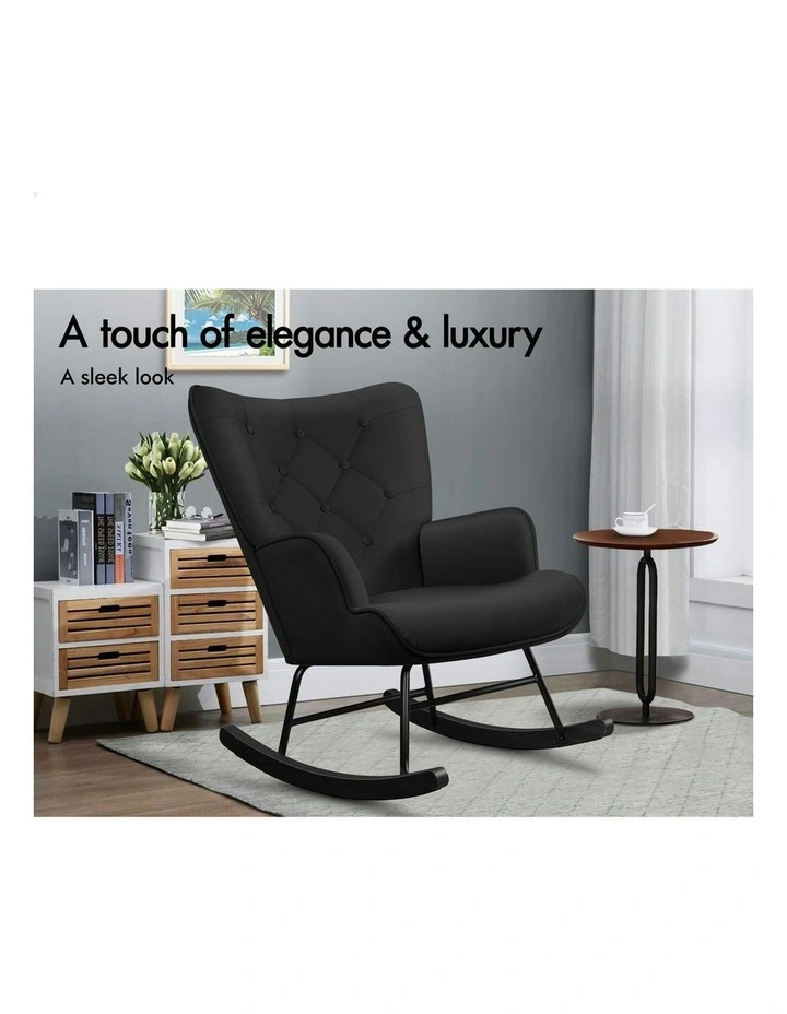 Armchair Velvet Rocking Lounge Accent Chair in Black image 5