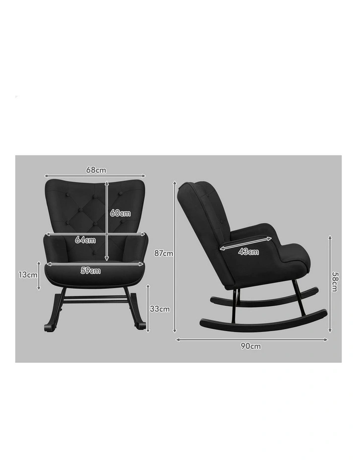 Armchair Velvet Rocking Lounge Accent Chair in Black image 7