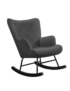 Rocking Chair Armchair Lounge Accent Chair Velvet in Grey