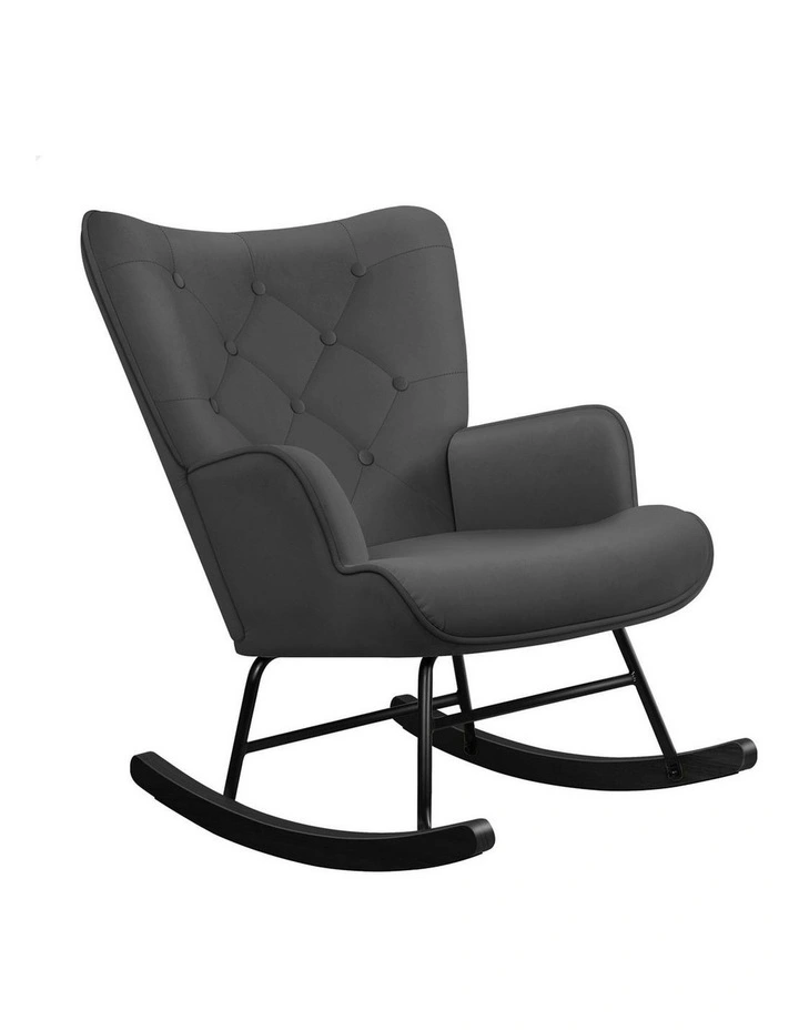 Rocking Chair Armchair Lounge Accent Chair Velvet in Grey image 1