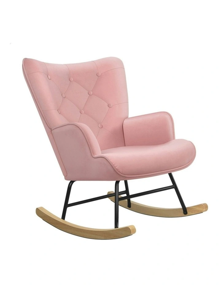 Armchair Velvet Rocking Lounge Accent Chair in Pink image 1