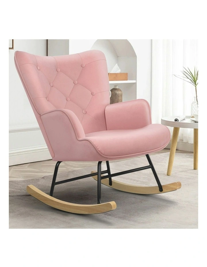 Armchair Velvet Rocking Lounge Accent Chair in Pink image 2
