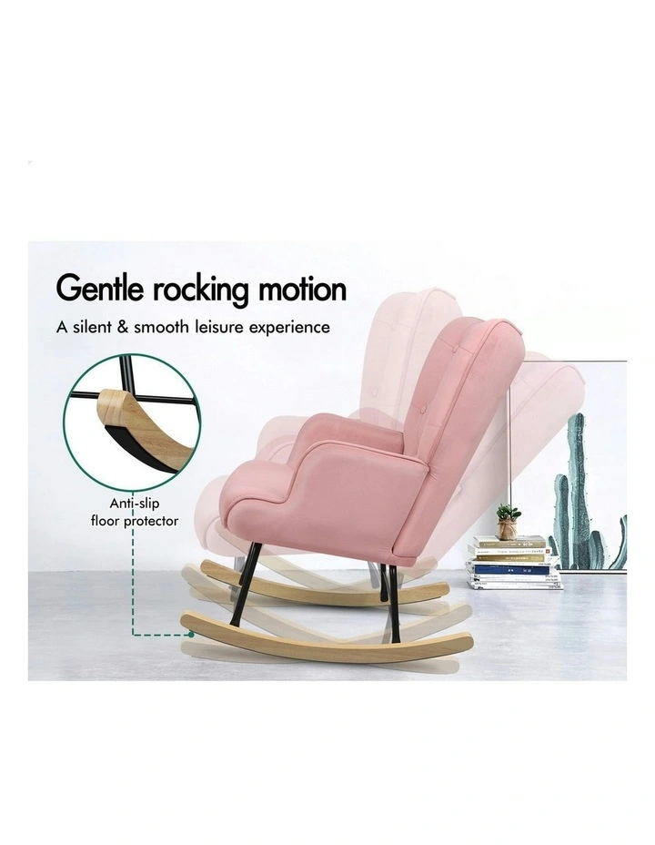 Armchair Velvet Rocking Lounge Accent Chair in Pink image 4