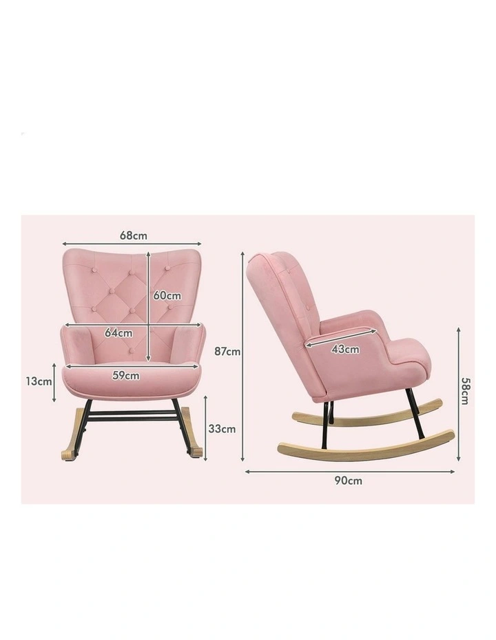 Armchair Velvet Rocking Lounge Accent Chair in Pink image 7