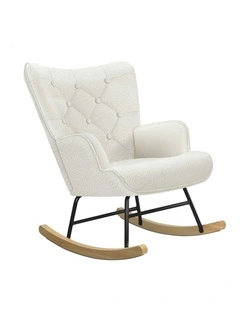 Boucle Rocking Chair Armchair Lounge Accent Chair in White