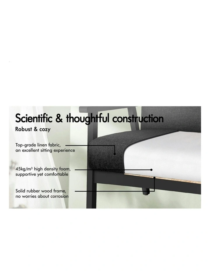 Fabric All Wooden Armchair Lounge Accent Chair in Black image 6