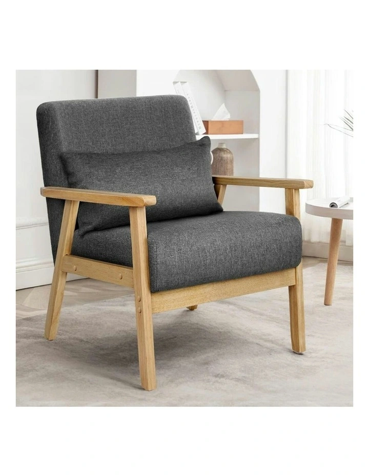 Wooden Armchair Lounge Accent Chair in Grey image 2