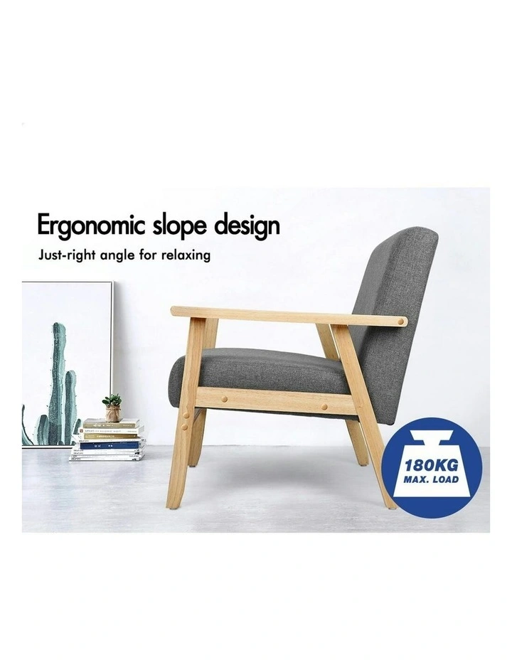 Wooden Armchair Lounge Accent Chair in Grey image 5
