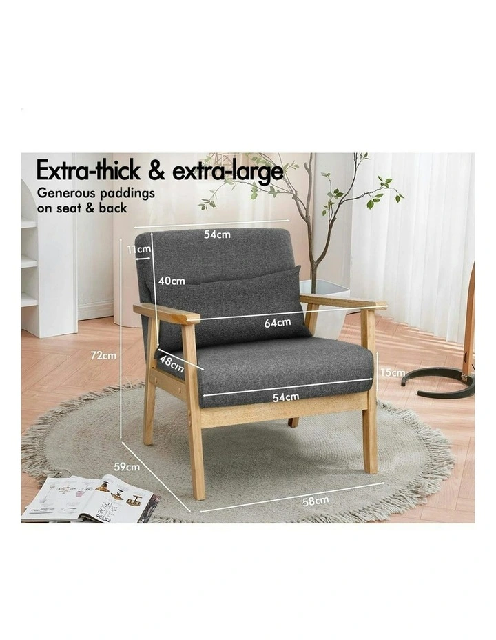 Wooden Armchair Lounge Accent Chair in Grey image 7
