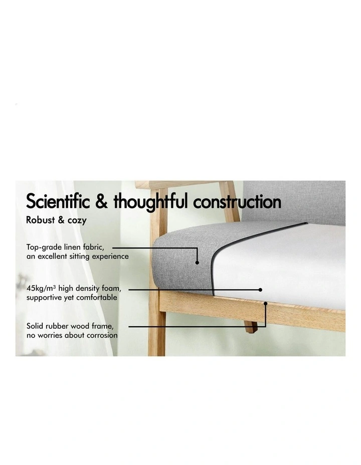 Wooden Armchair Lounge Accent Chair in Light Grey image 6