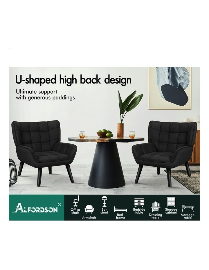 Wooden Armchair Tub Chair Velvet in Black image 3