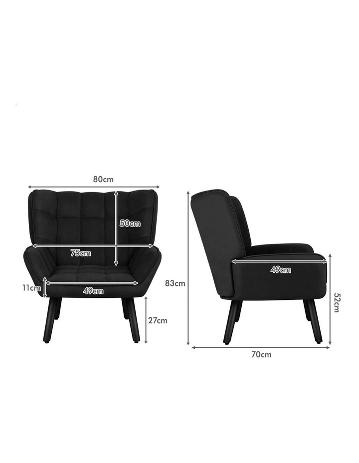 Wooden Armchair Tub Chair Velvet in Black image 7