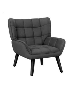 Wooden Armchair Tub Chair Velvet in Dark Grey