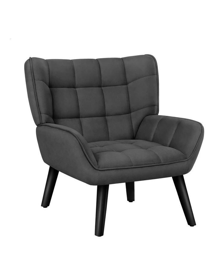 Wooden Armchair Tub Chair Velvet in Dark Grey image 1