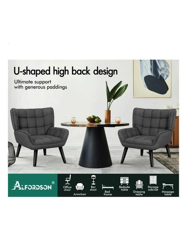 Wooden Armchair Tub Chair Velvet in Dark Grey image 3