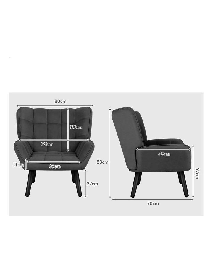 Wooden Armchair Tub Chair Velvet in Dark Grey image 7