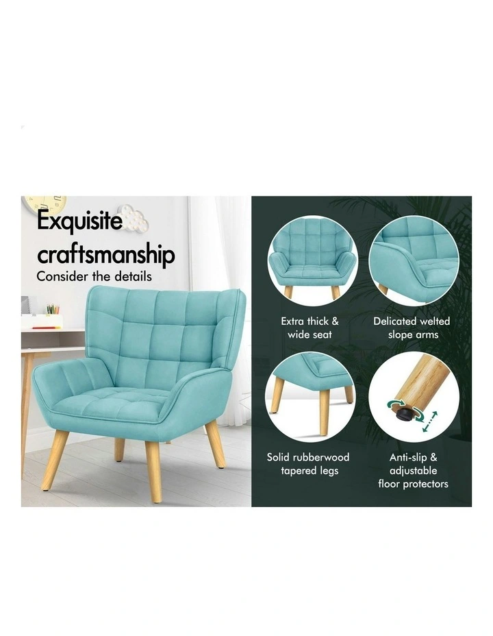 Wooden Armchair Tub Chair Velvet in Blue image 4