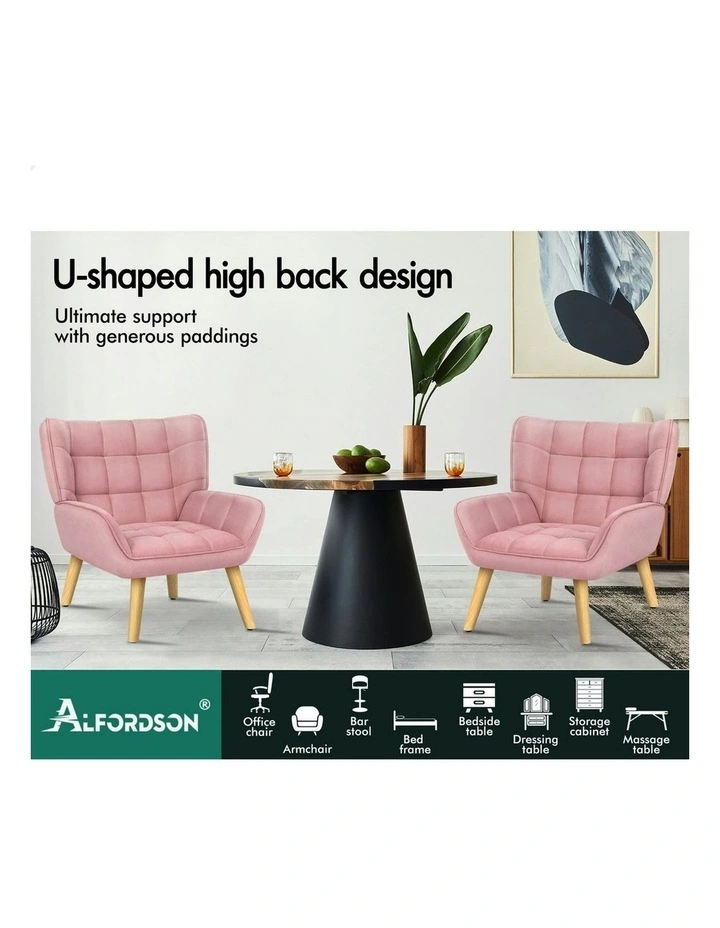 Wooden Armchair Tub Chair in Velvet Pink image 3