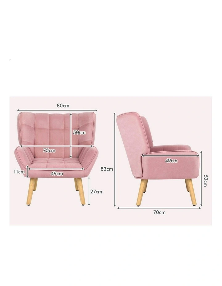 Wooden Armchair Tub Chair in Velvet Pink image 6