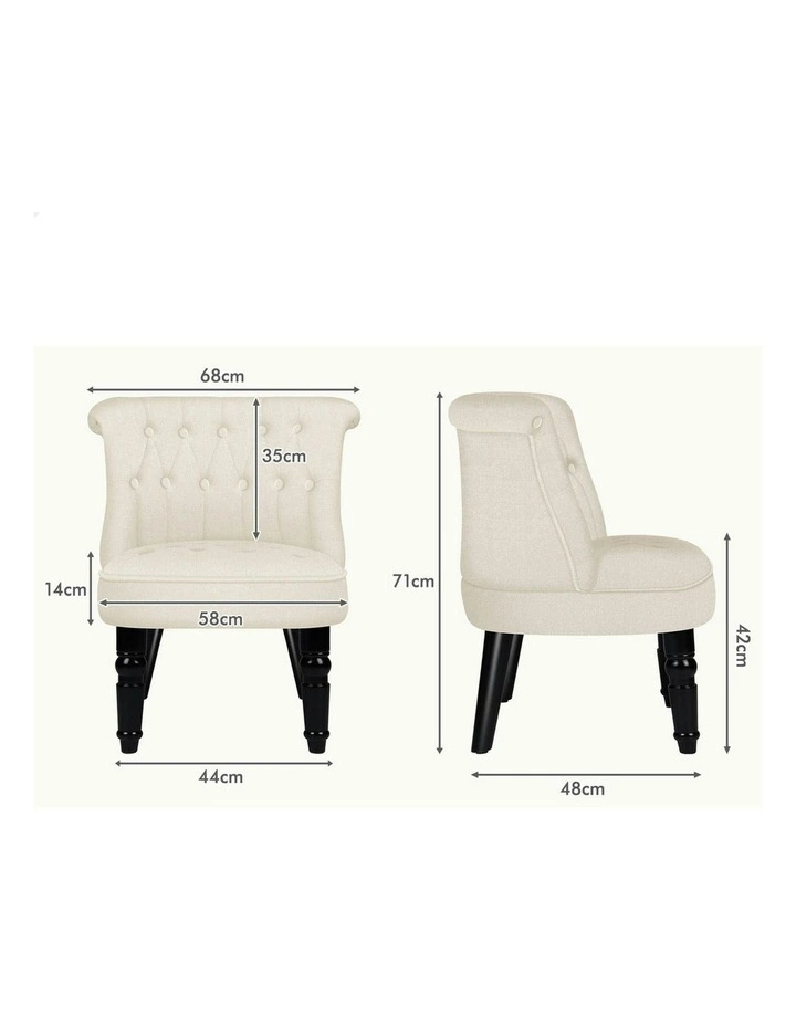 Armchair Accent Chair Wooden Lounge Sofa Wingback Couch Fabric Seat in Beige image 7