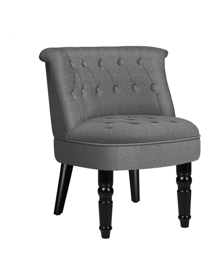 Armchair Wooden Accent Chair Wingback Lounge Sofa Couch Fabric Seat in Dark Grey image 1