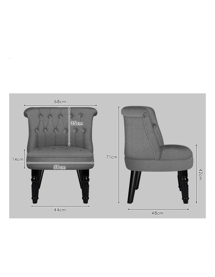 Armchair Wooden Accent Chair Wingback Lounge Sofa Couch Fabric Seat in Dark Grey image 7