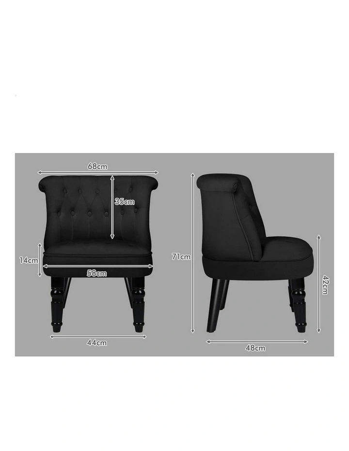 Armchair Wooden Accent Chair Wingback Lounge Sofa Couch Velvet Seat in Black image 6