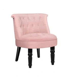 Armchair Wooden Accent Lounge Chair Wingback Couch Velvet Sofa Seat in Pink