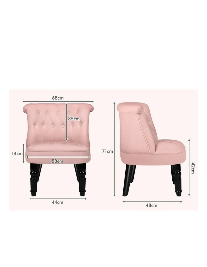 Armchair Wooden Accent Lounge Chair Wingback Couch Velvet Sofa Seat in Pink image 7