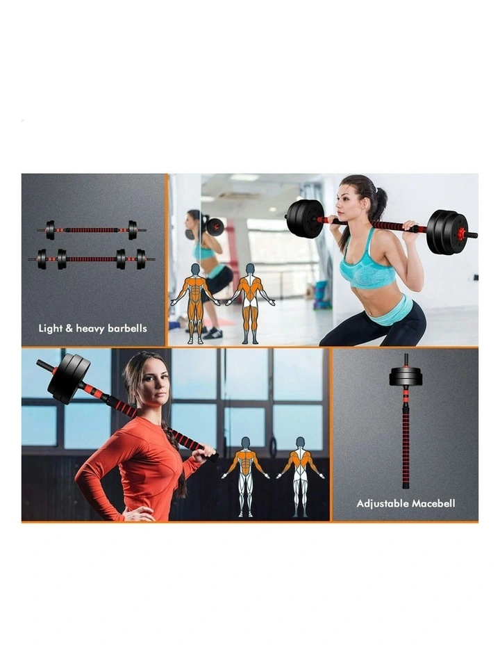 4in1 Adjustable Barbell Dumbbell Set 20kg in Black image 5