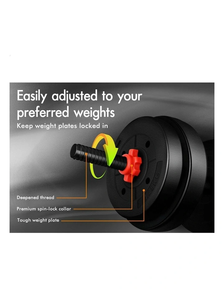 4in1 Adjustable Barbell Dumbbell Set 20kg in Black image 7
