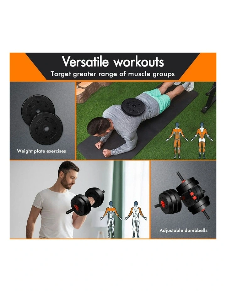 4in1 Adjustable Barbell Dumbbell Set 40kg in Black image 4