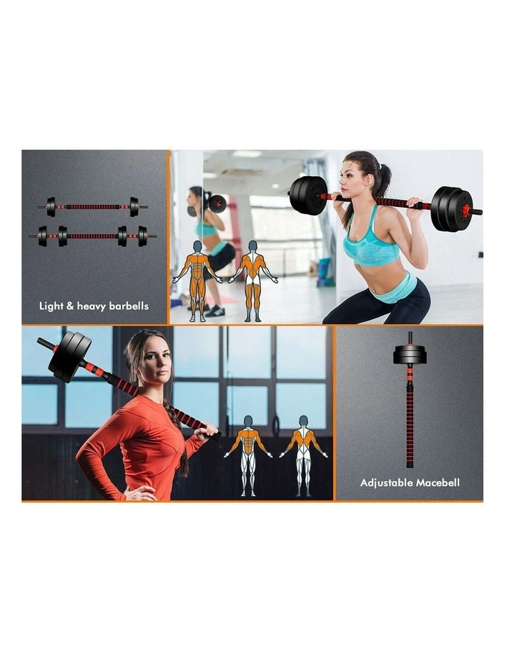 4in1 Adjustable Barbell Dumbbell Set 40kg in Black image 5