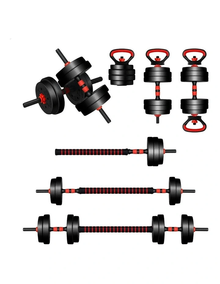 7in1 Adjustable Barbell Kettlebell Dumbbell Set 20kg in Black image 1