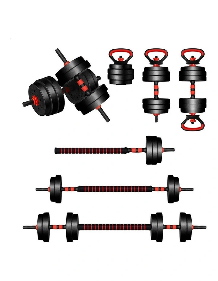 7in1 Adjustable Barbell Kettlebell Dumbbell Set 40kg in Black image 1