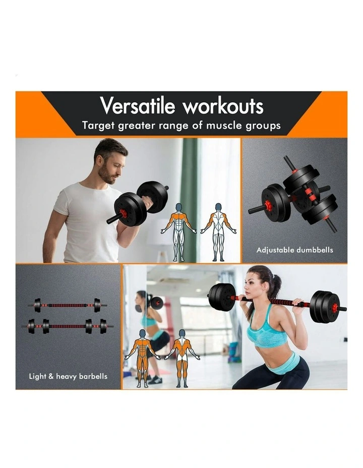 7in1 Adjustable Barbell Kettlebell Dumbbell Set 40kg in Black image 4