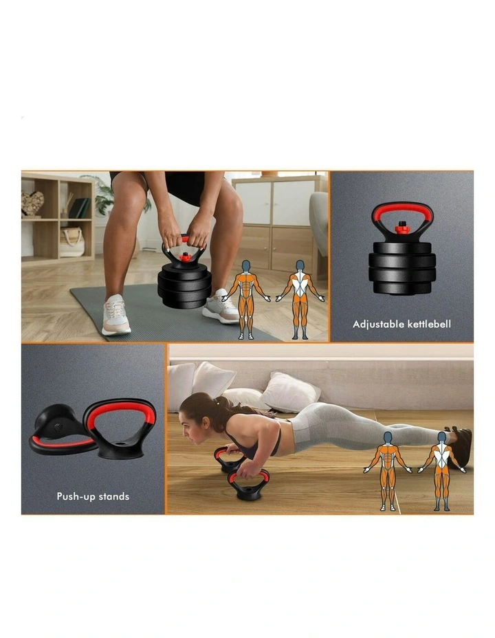 7in1 Adjustable Barbell Kettlebell Dumbbell Set 40kg in Black image 5