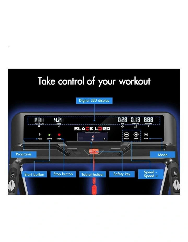 Electric Exercise Foldable Running Machine Home Gym Fitness Treadmill in Black image 5