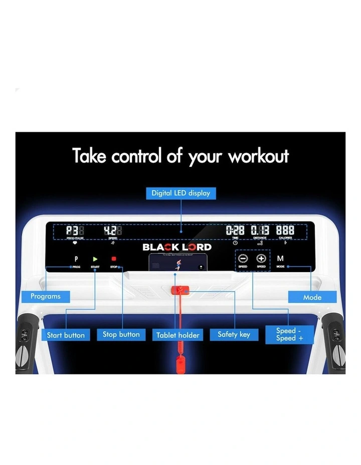 Electric Exercise Running Machine Foldable Home Gym Fitness Treadmill in White image 6