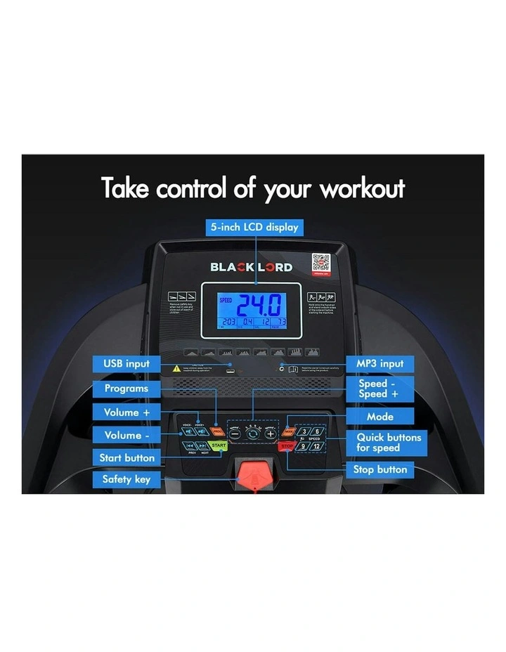 Electric Home Gym Exercise Run Machine Incline Fitness Treadmill in Black image 7