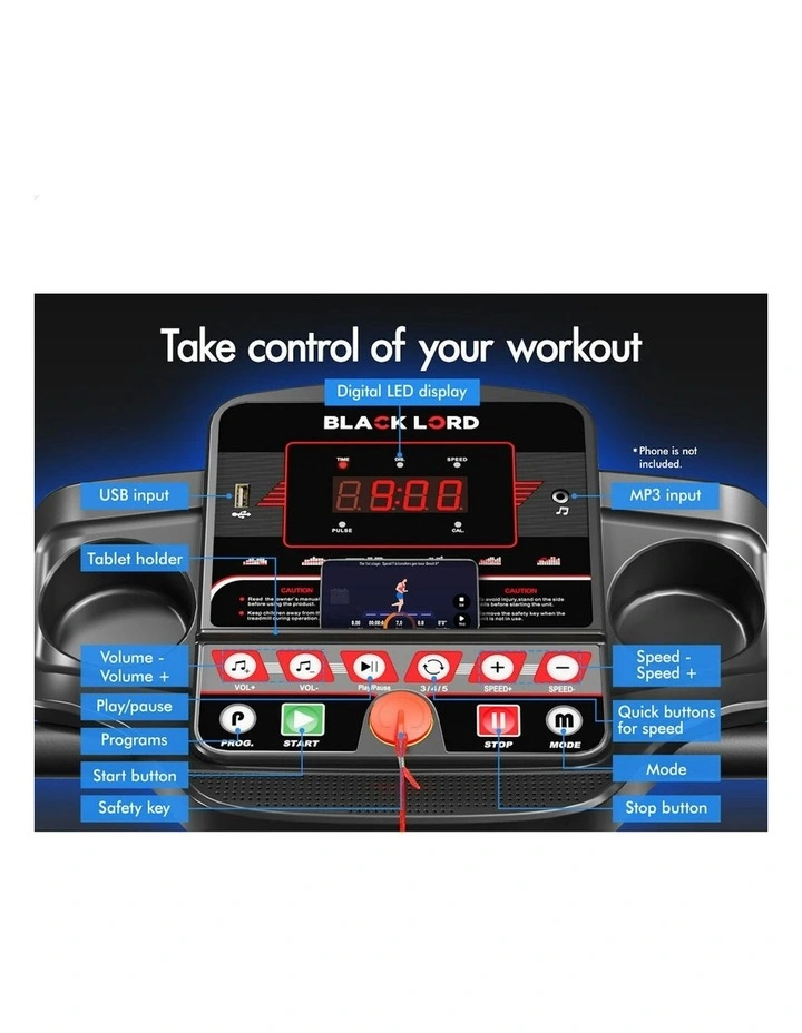 Electric Exercise Running Machine Foldable Home Gym Fitness Treadmill in Black image 7