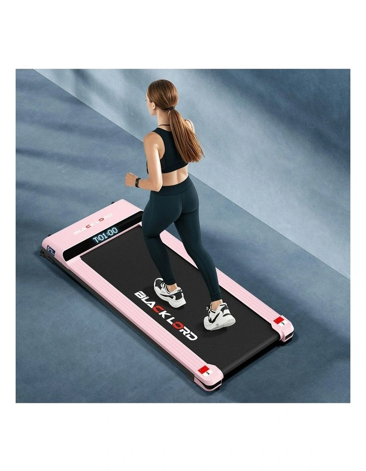 Treadmill Electric Walking Pad Steel Frame Under Desk Gym 410mm in Pink image 2