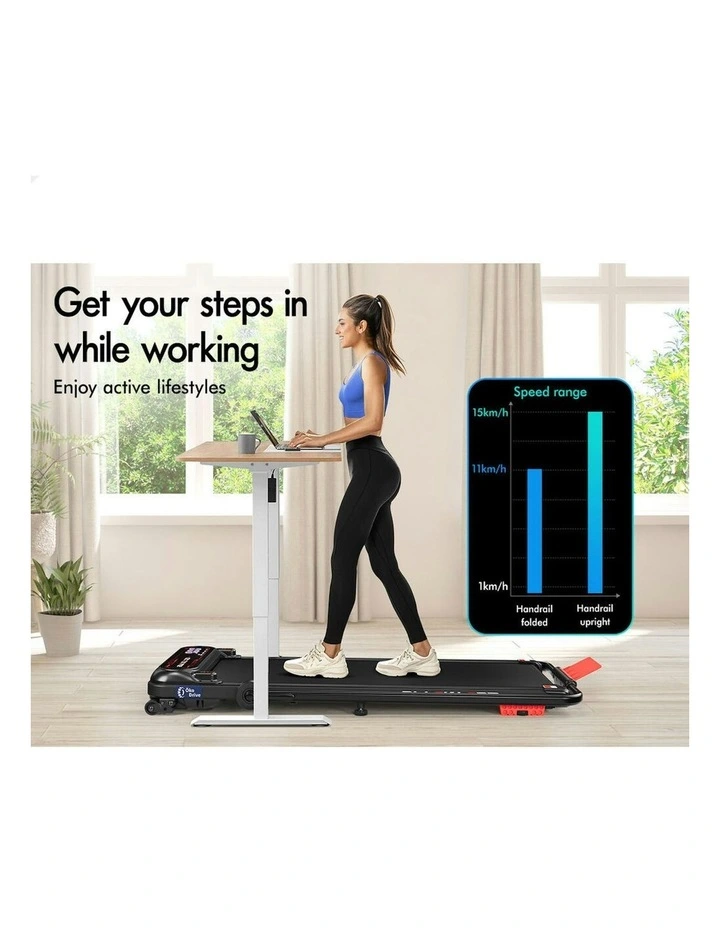 Treadmill Electric Walking Pad Incline Shock Absorbers Foldable in Black image 4