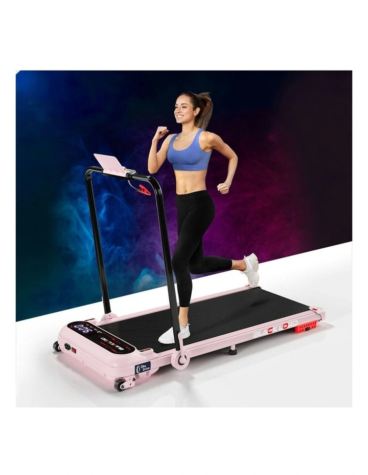 Incline Shock Absorbers Foldable Electric Walking Pad Treadmill in Pink image 2