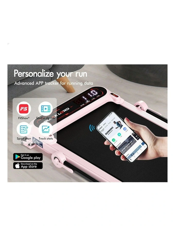 Incline Shock Absorbers Foldable Electric Walking Pad Treadmill in Pink image 3