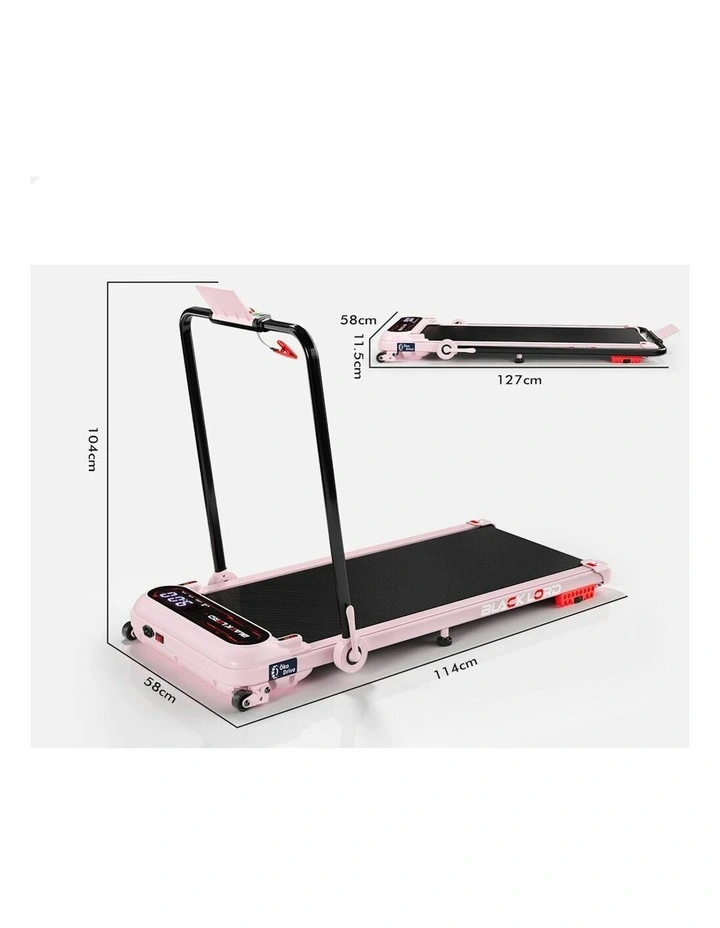 Incline Shock Absorbers Foldable Electric Walking Pad Treadmill in Pink image 5