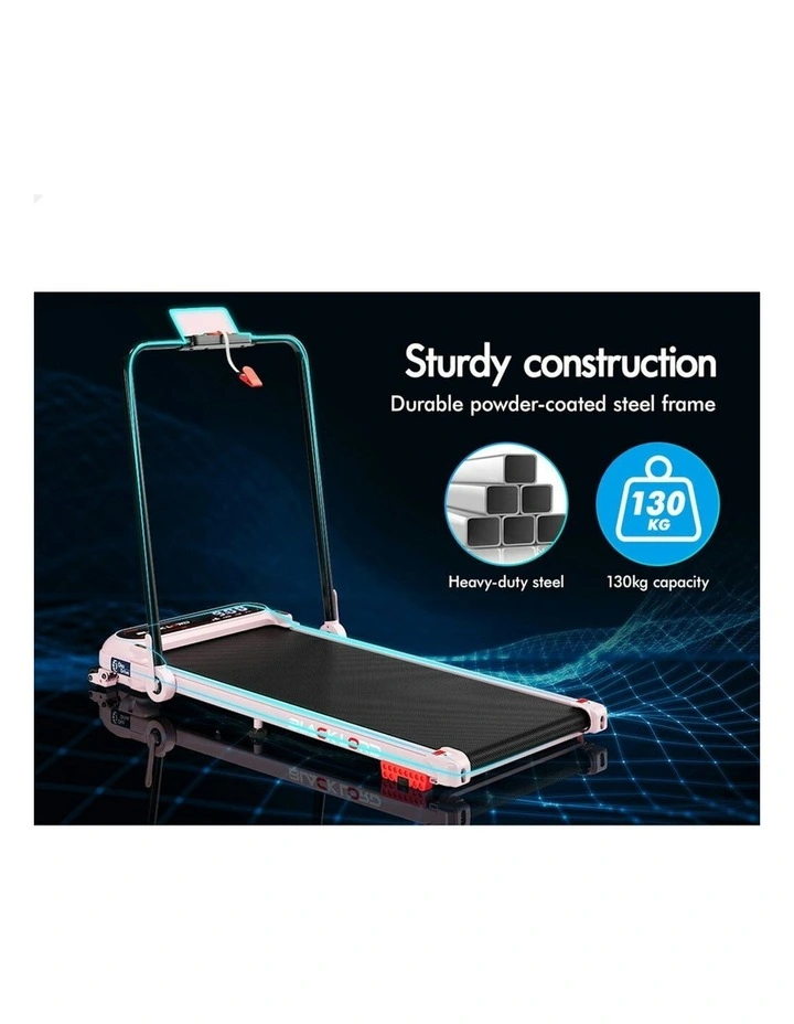 Incline Shock Absorbers Foldable Electric Walking Pad Treadmill in Pink image 6