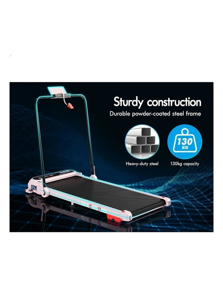 Incline Shock Absorbers Foldable Electric Walking Pad Treadmill in Pink image 7