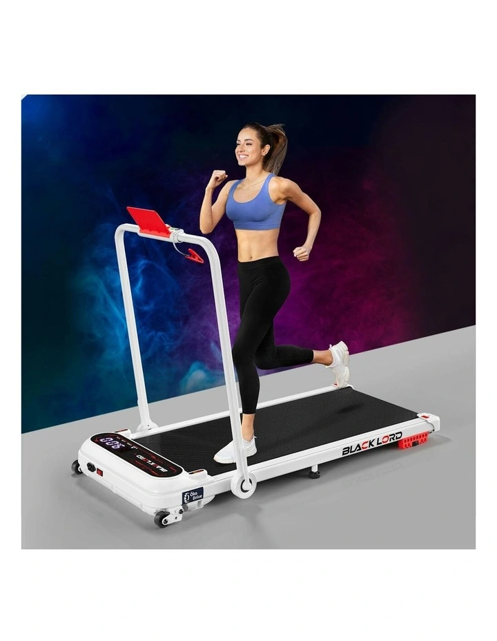 Incline Shock Absorbers Foldable Electric Walking Pad Treadmill in White image 2