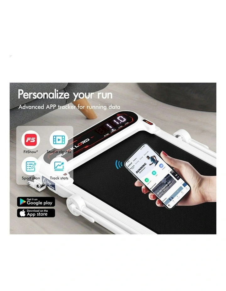 Incline Shock Absorbers Foldable Electric Walking Pad Treadmill in White image 3